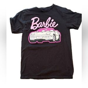 Barbie  Black Tee with Pink Car Graphic